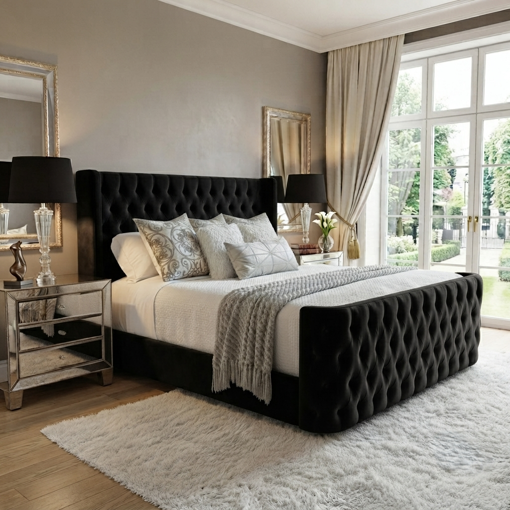 Curved Wingback Bed