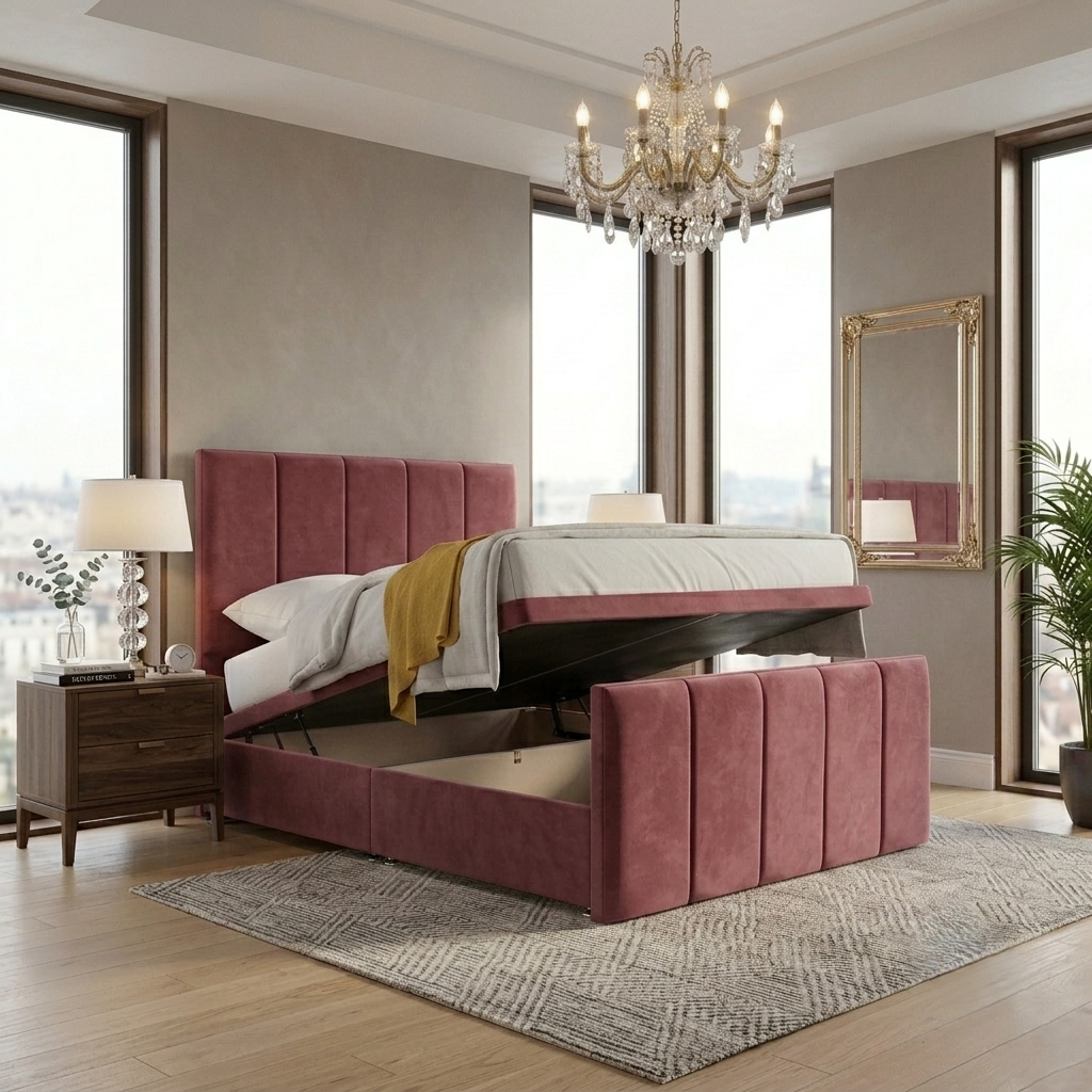Side Lift Open Ottoman Bed