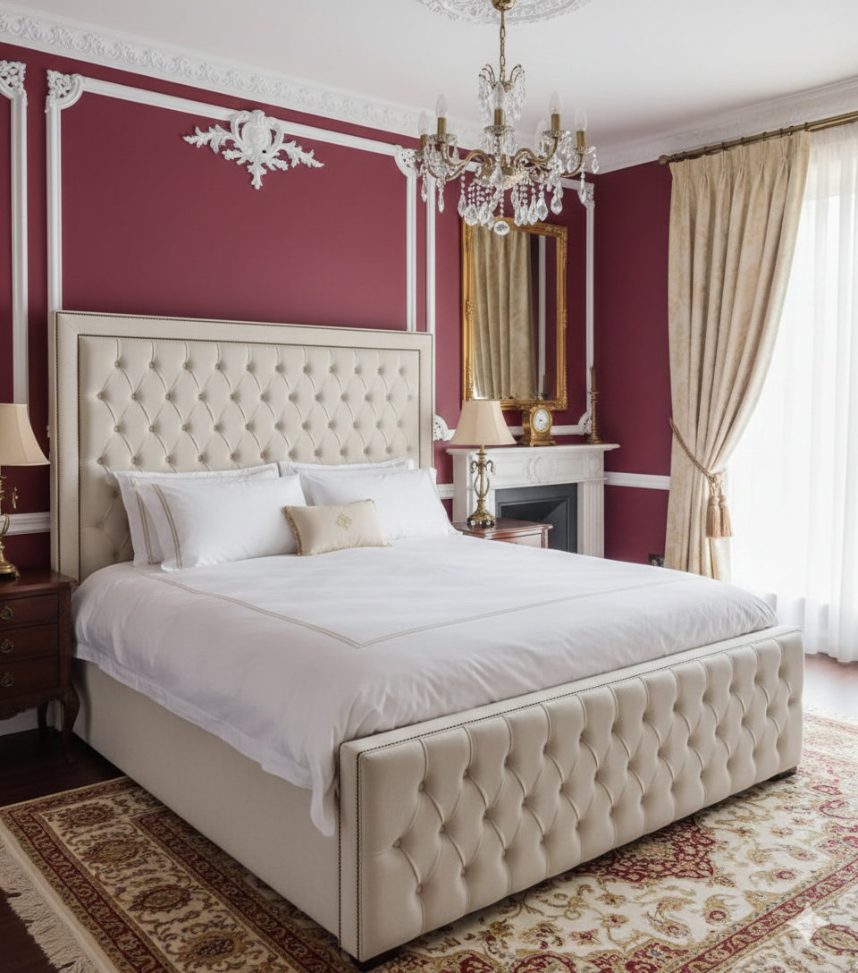Verona Italian Style Upholstered Bed side view UK - Eagle Bed