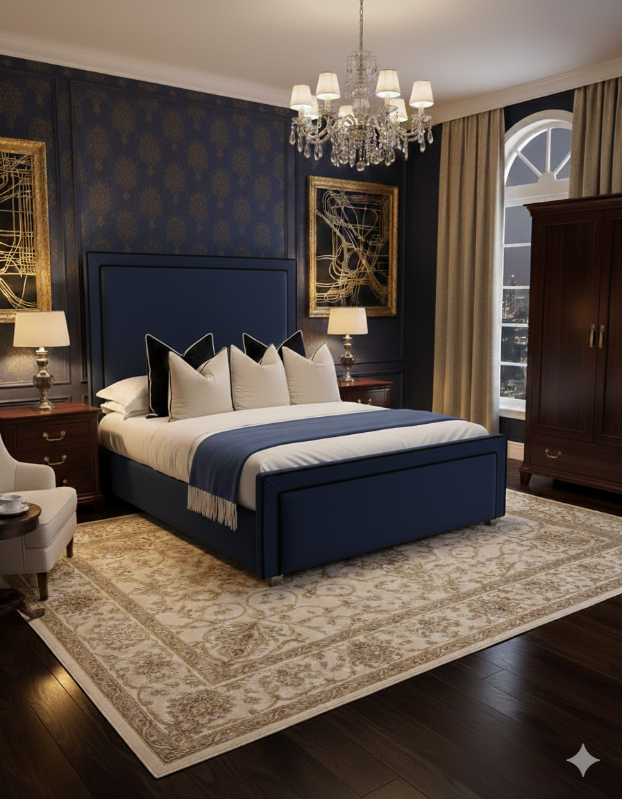 Black Piping Bed contrast piping headboard detail UK - Eagle Bed