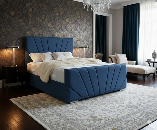 Victoria Art Deco Upholstered Velvet Bed UK - Eagle Bed