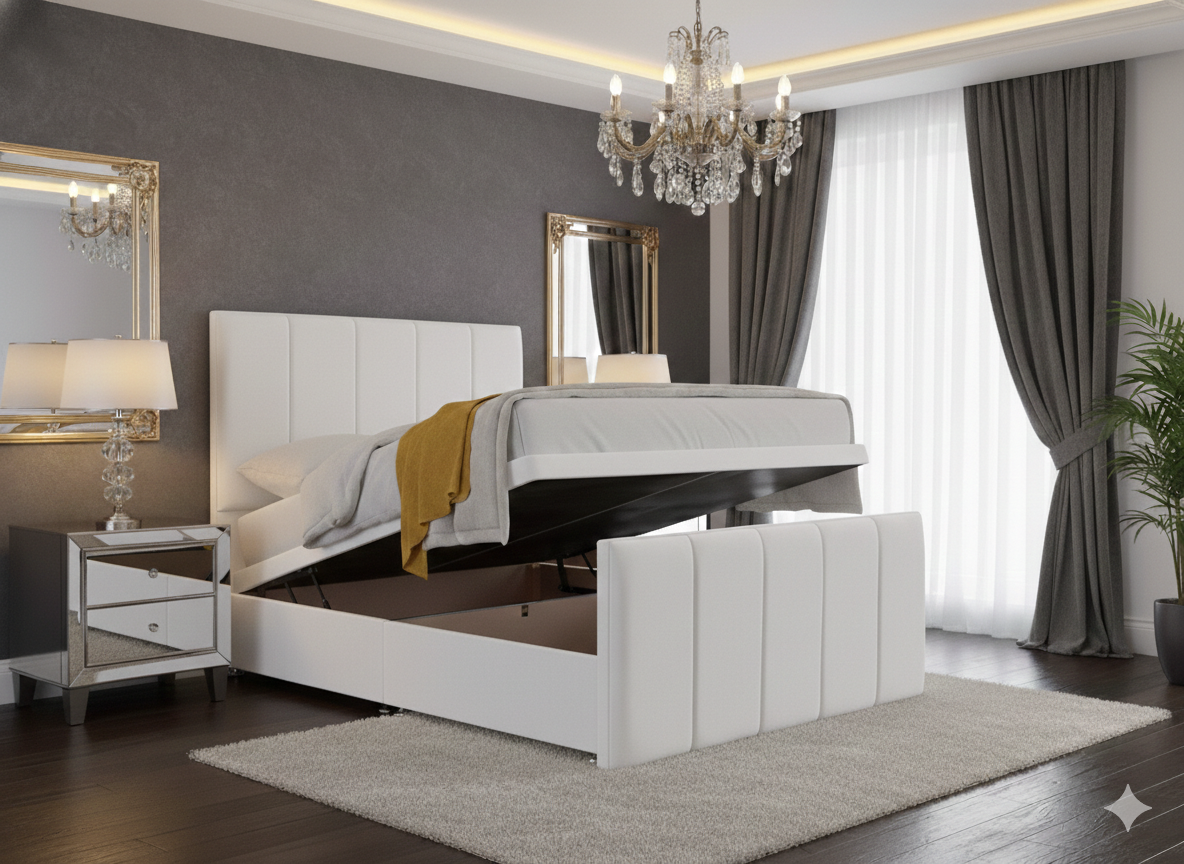 Side Lift Gas Lift Storage Bed full view UK - Eagle Bed