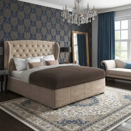 Roxy Curved Wingback Velvet Bed UK - Eagle Bed