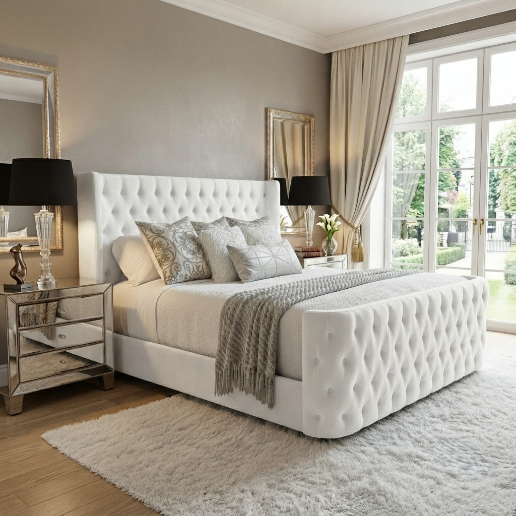 Curved Wingback Bed