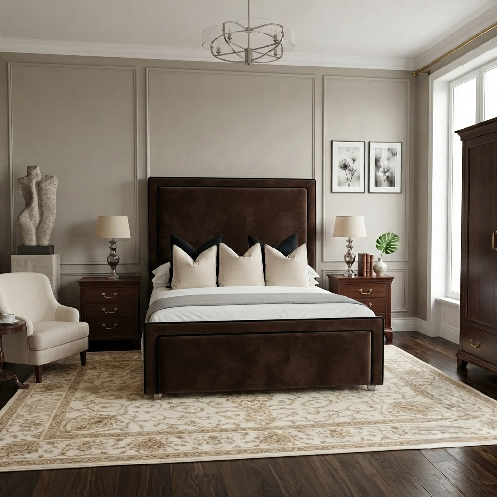 Black Piping Art Deco Bed