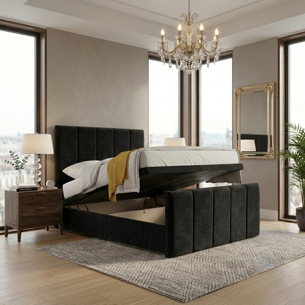 Side Lift Open Ottoman Bed