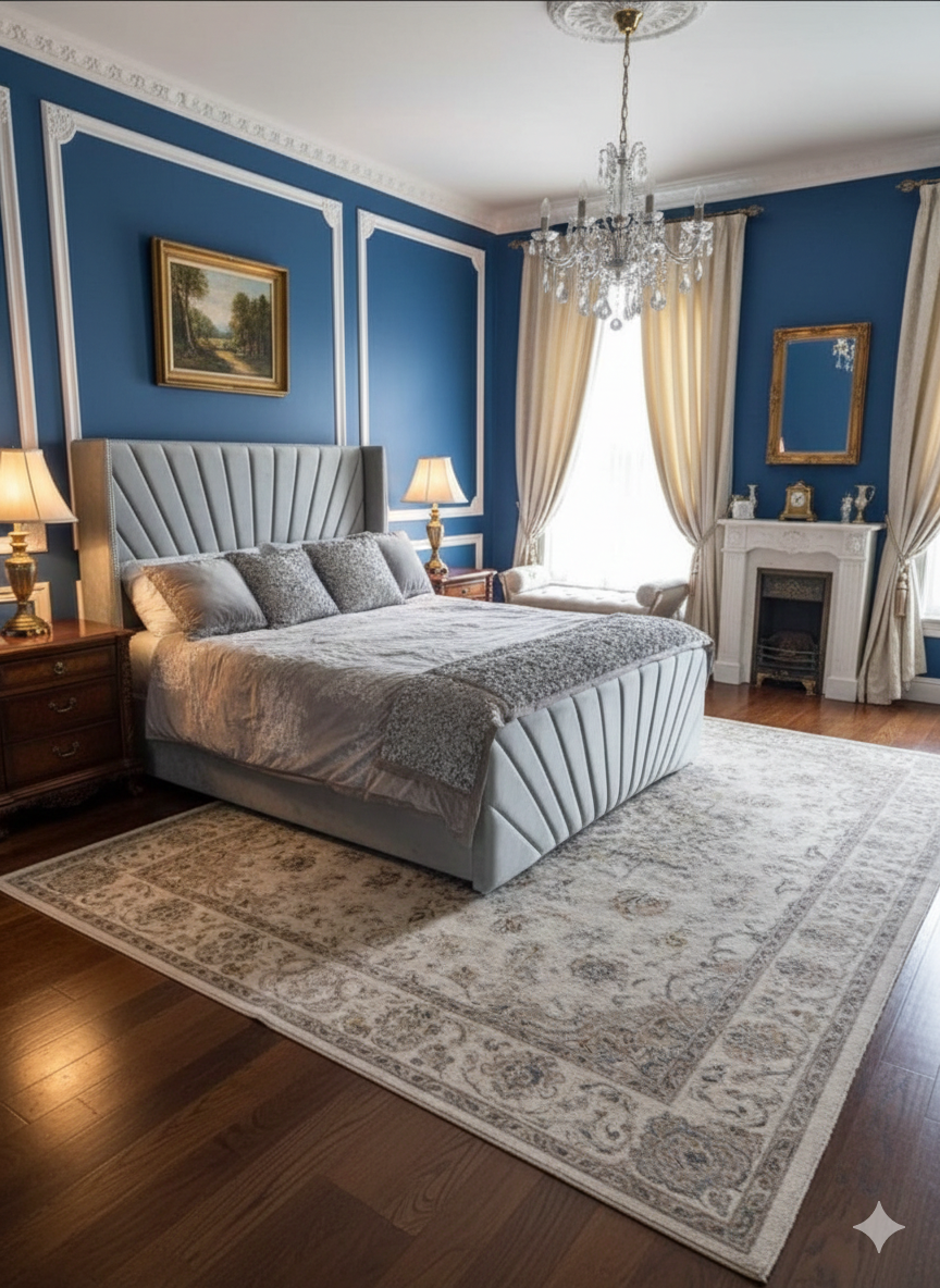 Mayfair V X Wingback Upholstered Bed side view UK - Eagle Bed