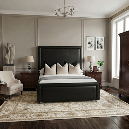 Black Piping Art Deco Bed