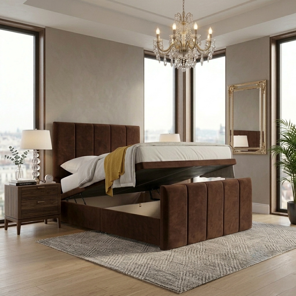 Side Lift Open Ottoman Bed