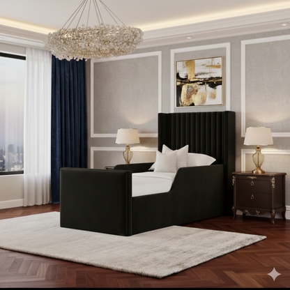 Mini Line Wingback Kids Bed headboard detail UK - Eagle Bed