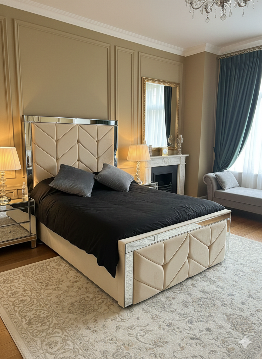 Mirror Velvet Bed mirror panel headboard UK - Eagle Bed