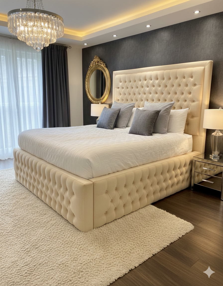 Grand Luxury Oversized Upholstered Velvet Bed UK - Eagle Bed