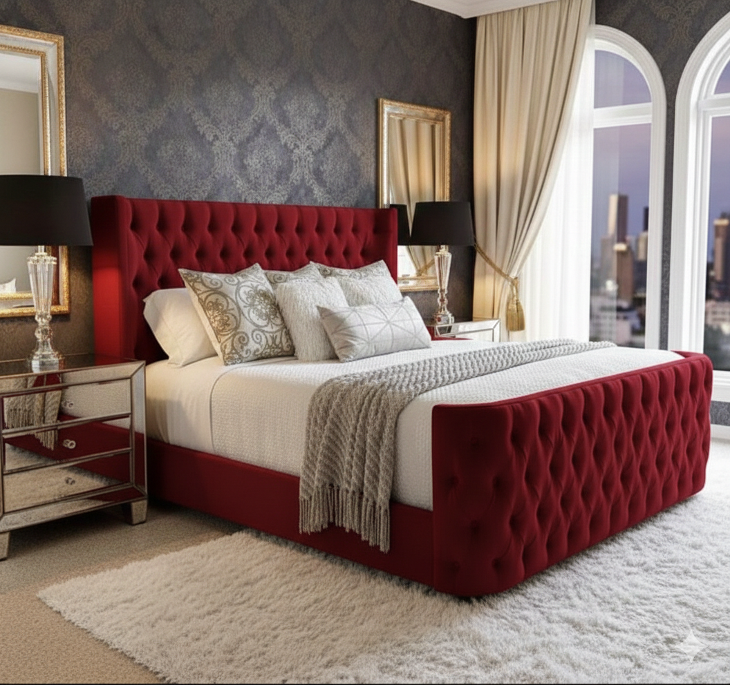 Curved Wingback Luxury Velvet Bed room view UK - Eagle Bed