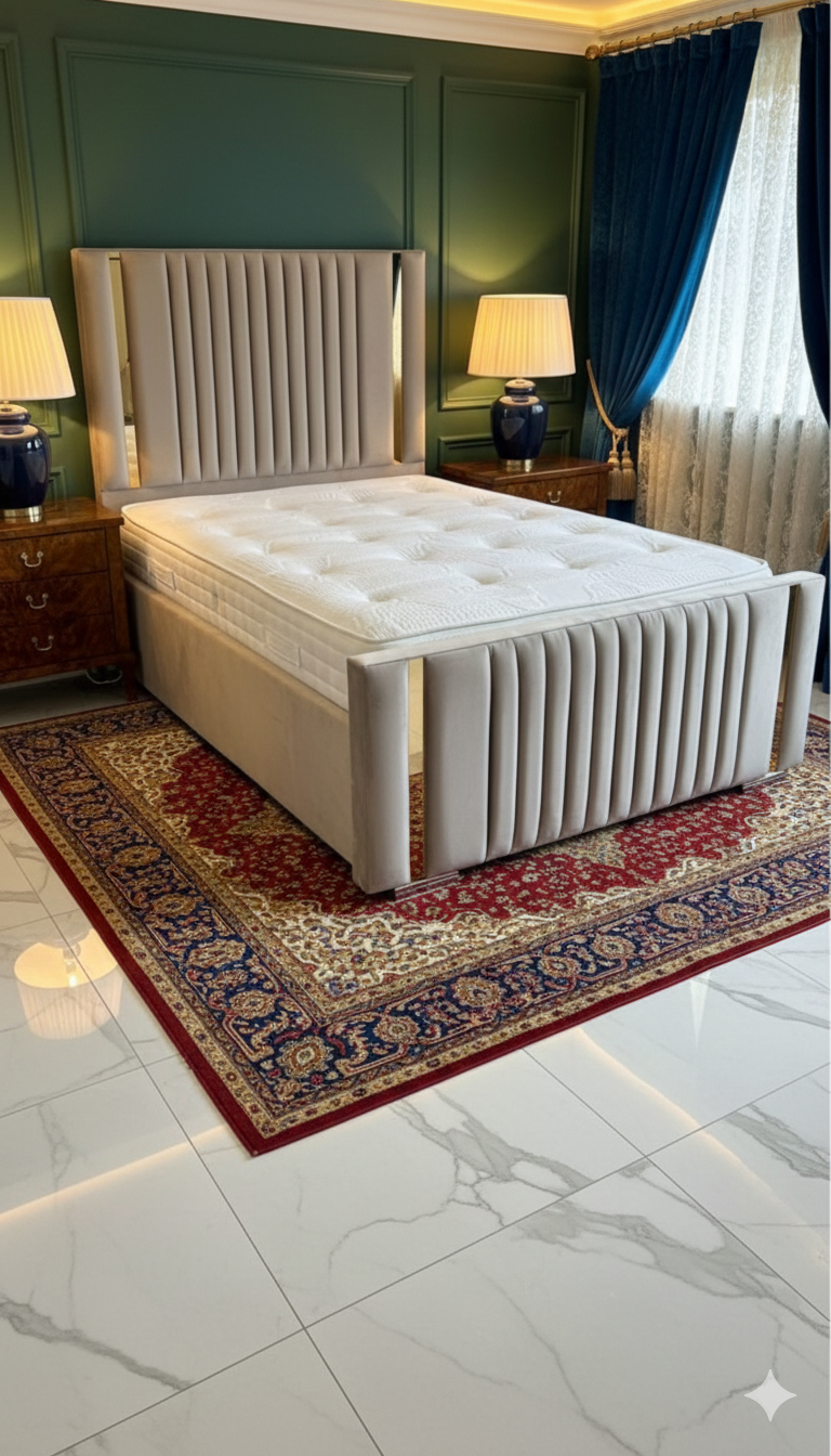 Strip Line Bed with Footboard headboard detail - Eagle Bed UK
