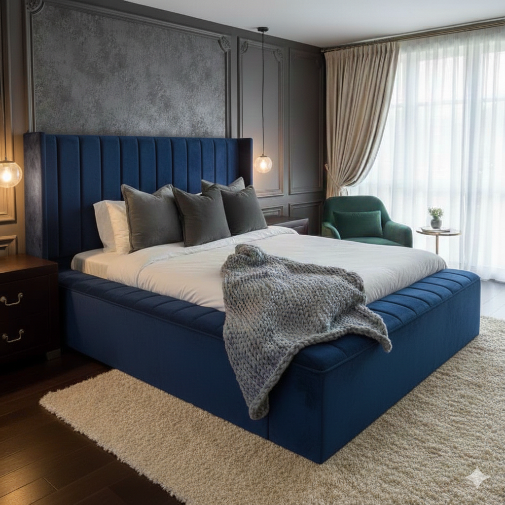 Ambassador Upholstered Bed Frame | Grand Luxury Velvet Bed | 3ft to 6ft | UK Made