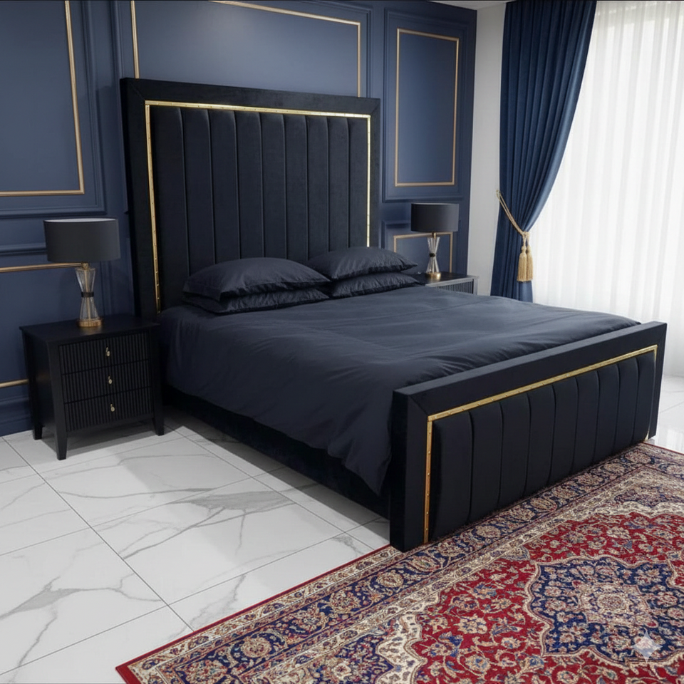 luxury Bed With Gold / Silver Strip