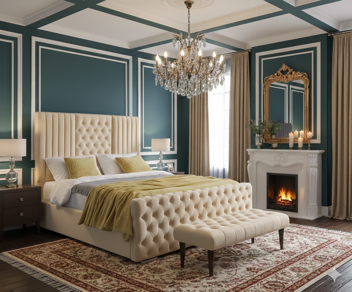 Florida Panel Velvet Bed room view UK - Eagle Bed