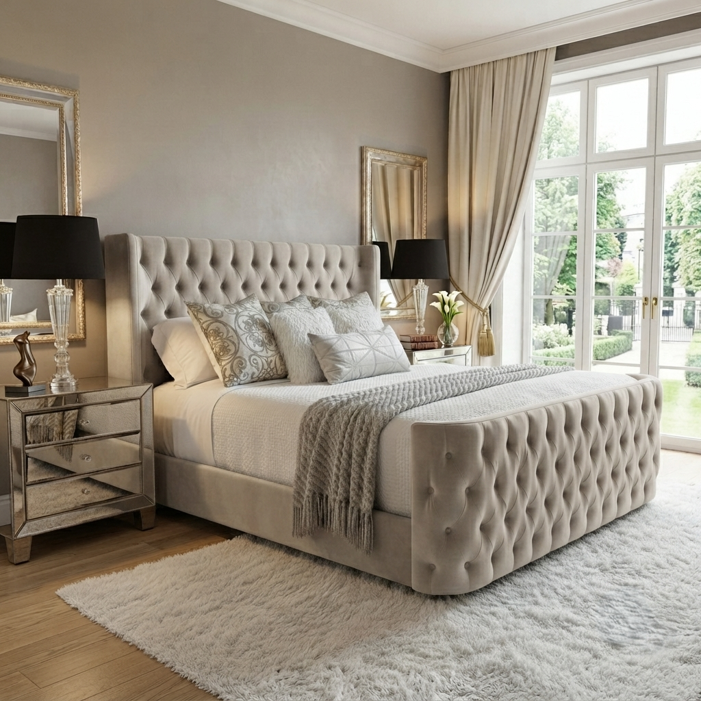 Curved Wingback Bed