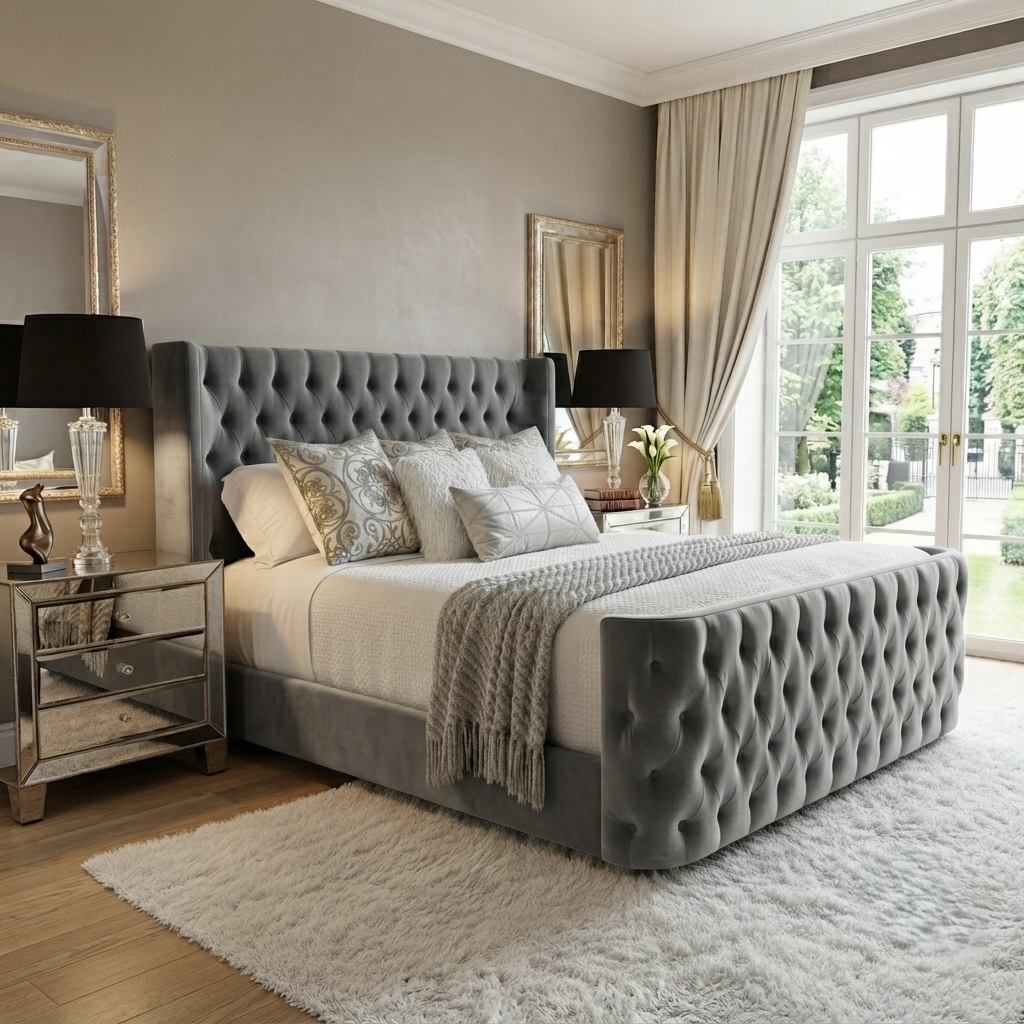 Curved Wingback Bed