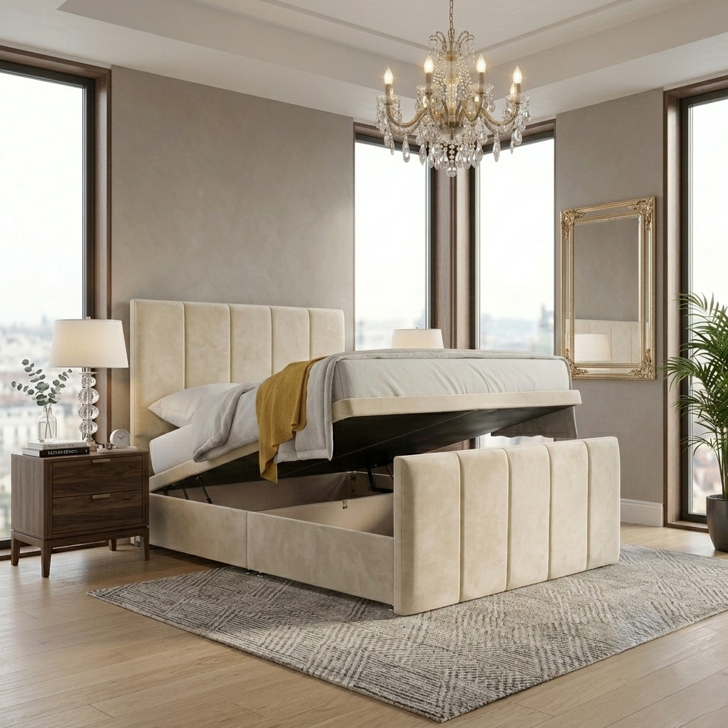 Side Lift Open Ottoman Bed
