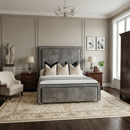 Black Piping Art Deco Bed