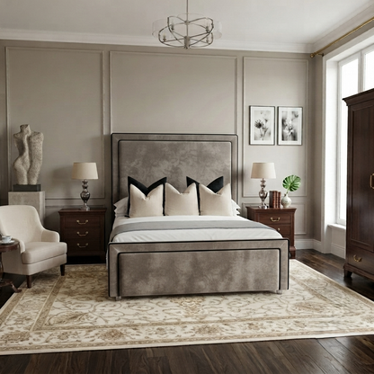 Black Piping Art Deco Bed