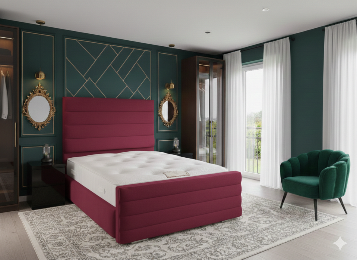 L.R Panel Bed geometric headboard detail UK - Eagle Bed