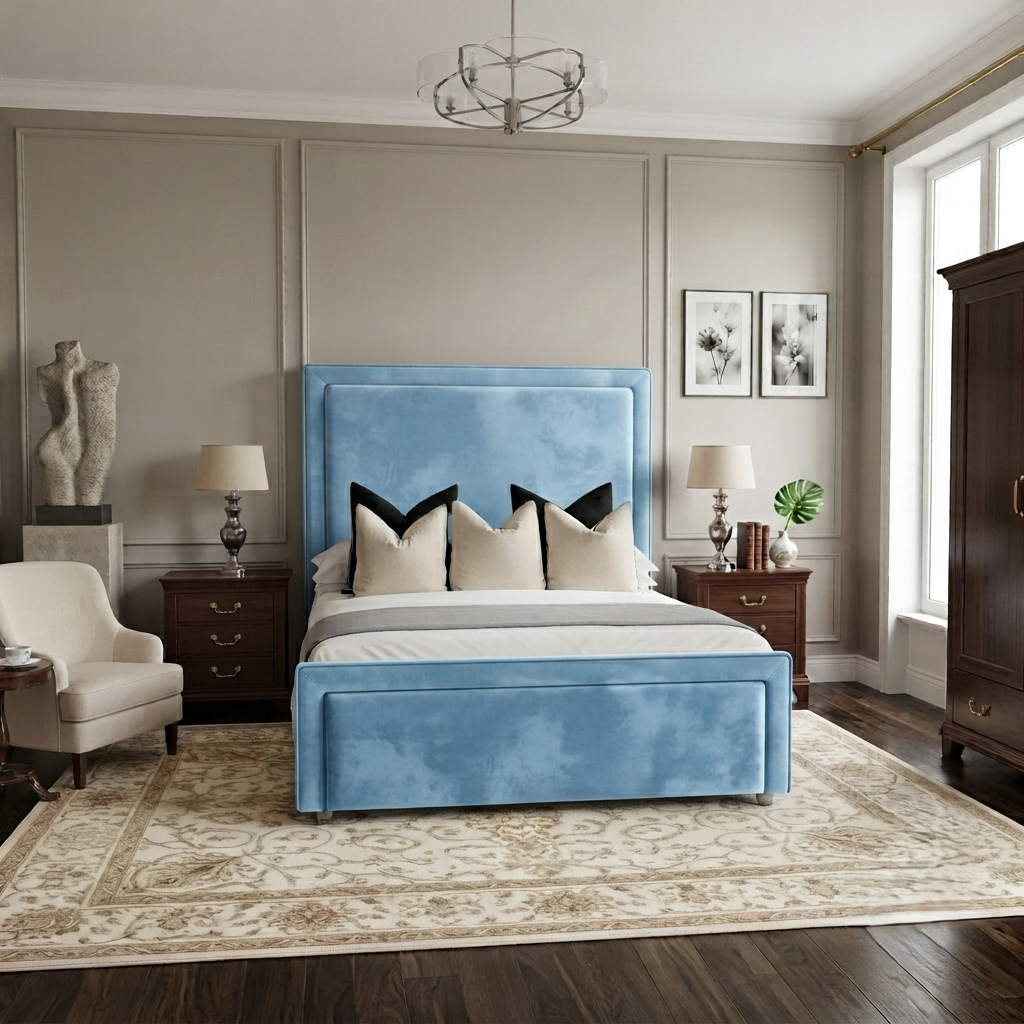 Black Piping Art Deco Bed