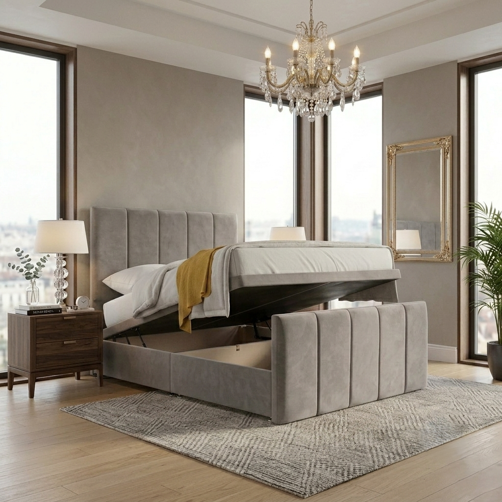 Side Lift Open Ottoman Bed