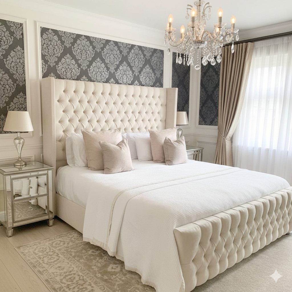Florida Wingback Bed classic wing headboard UK - Eagle Bed