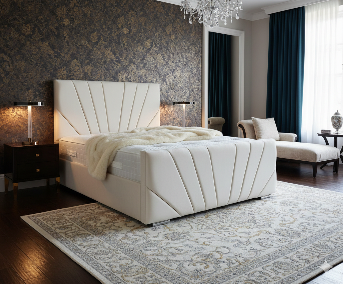 Victoria Upholstered Bed side view handmade UK - Eagle Bed
