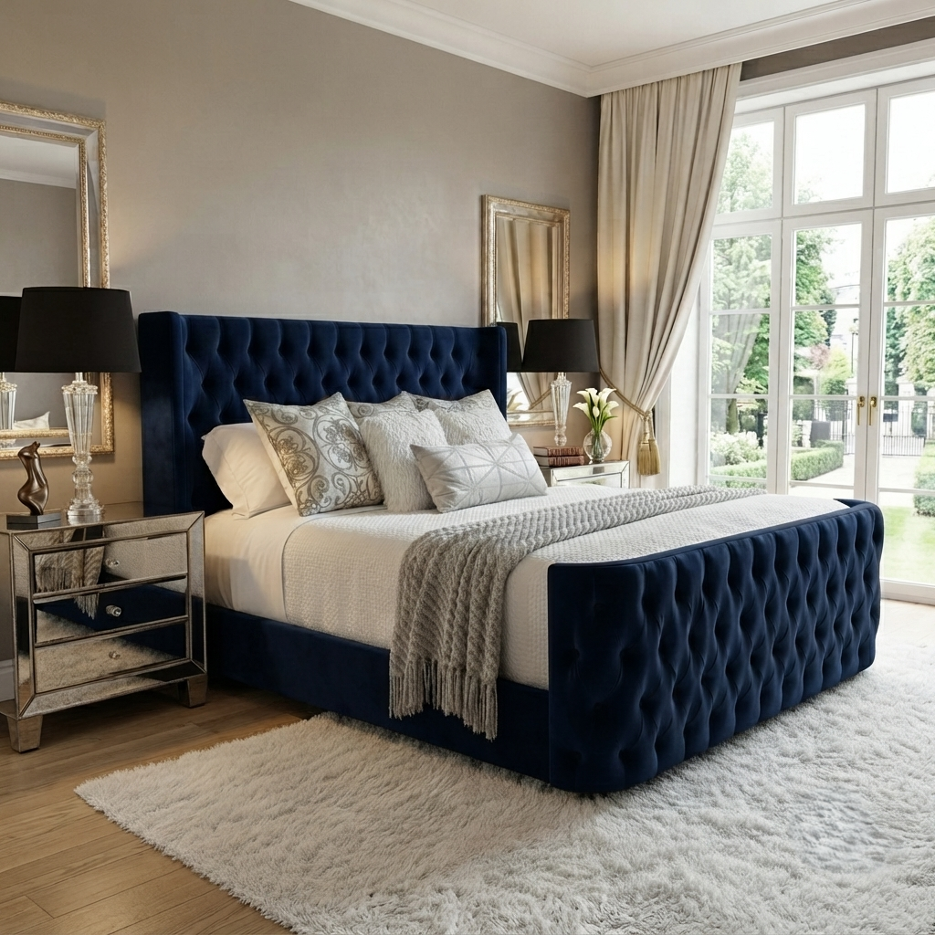 Curved Wingback Bed