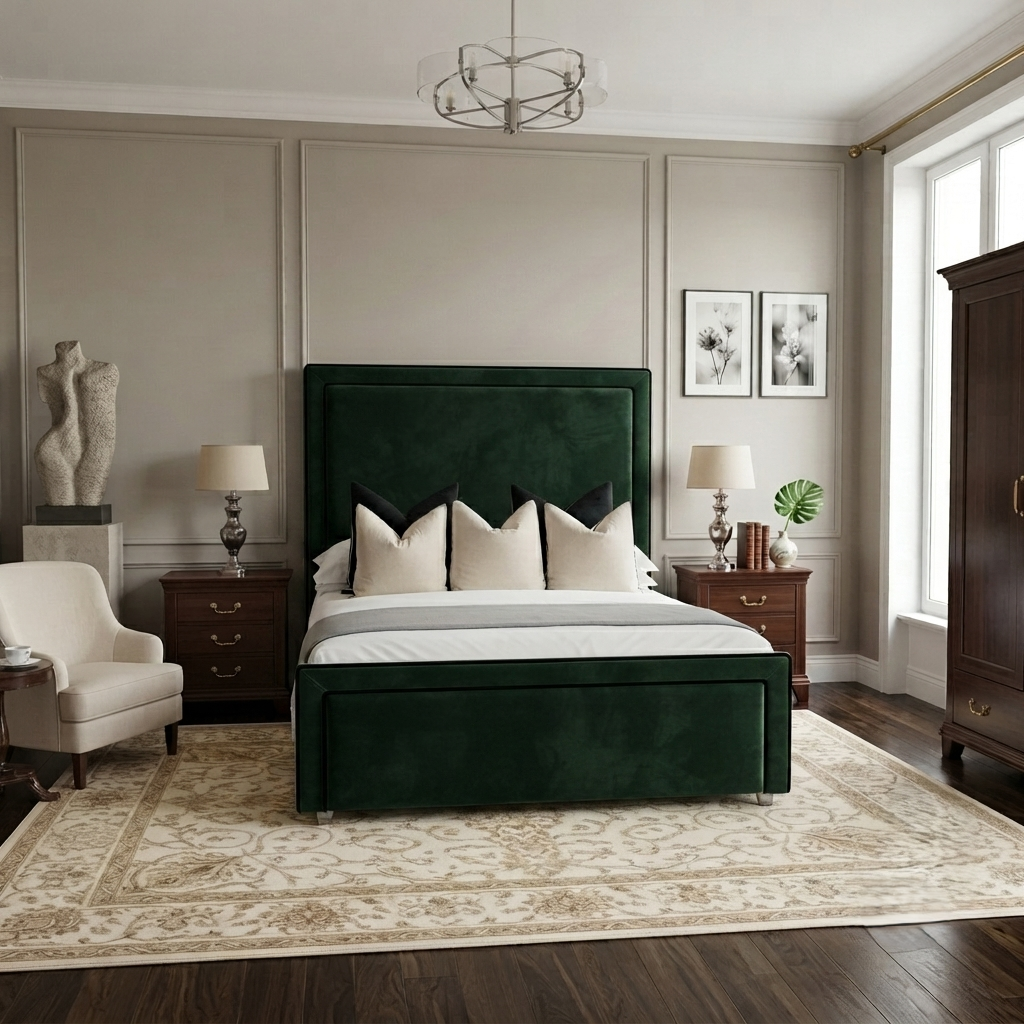 Black Piping Art Deco Bed