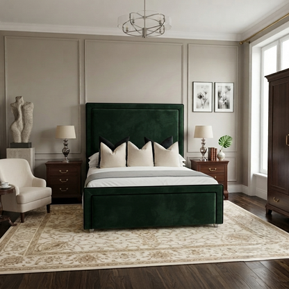 Black Piping Art Deco Bed