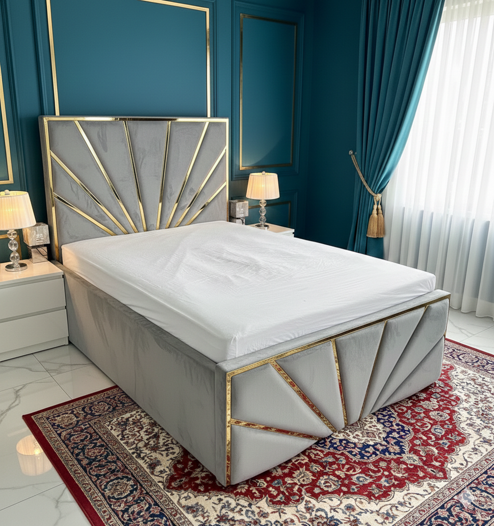 Sunrise Upholstered Bed side view handmade UK - Eagle Bed