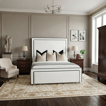 Black Piping Art Deco Bed
