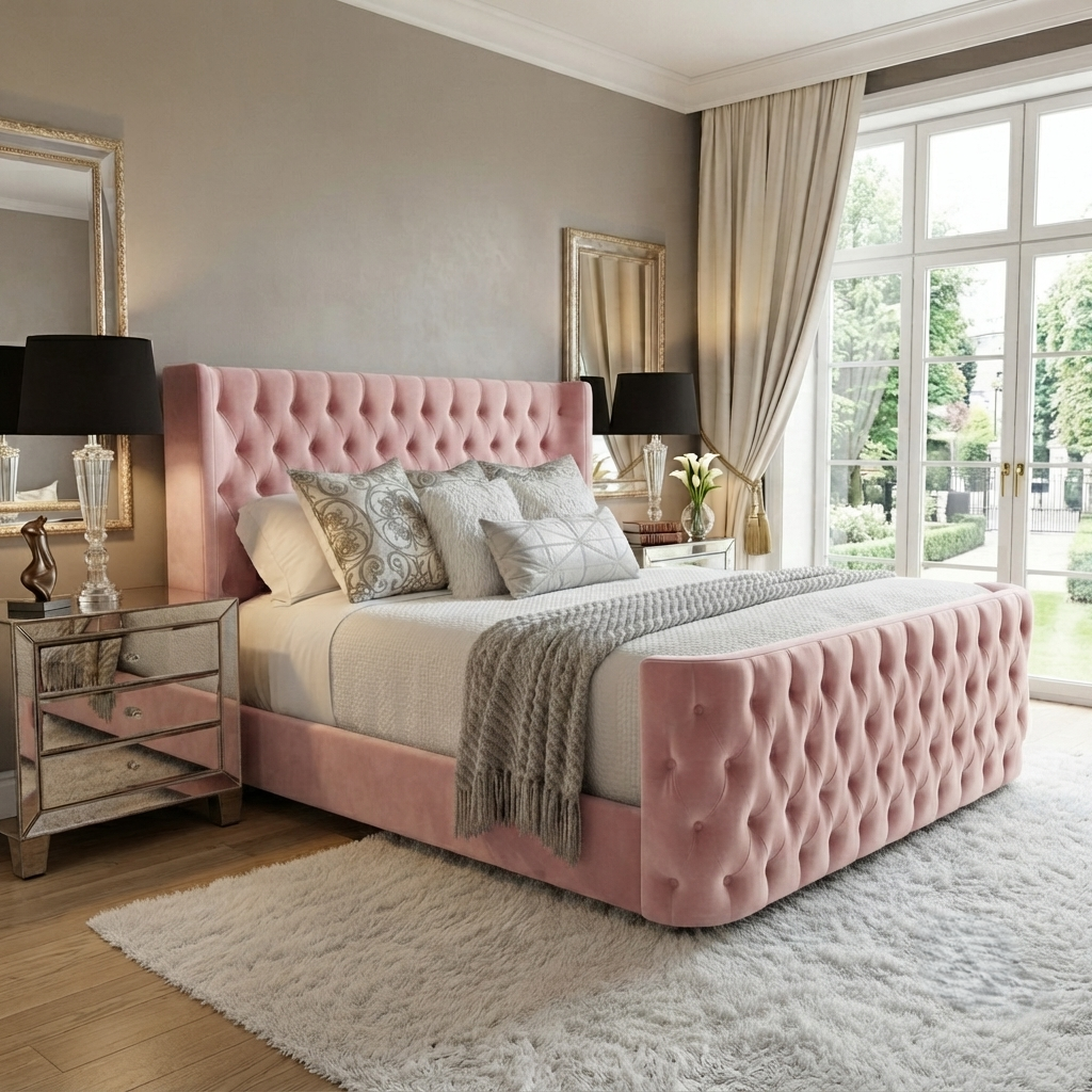Curved Wingback Bed