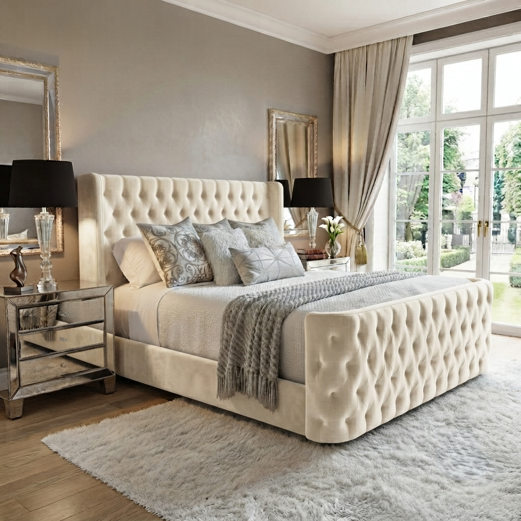 Curved Wingback Bed