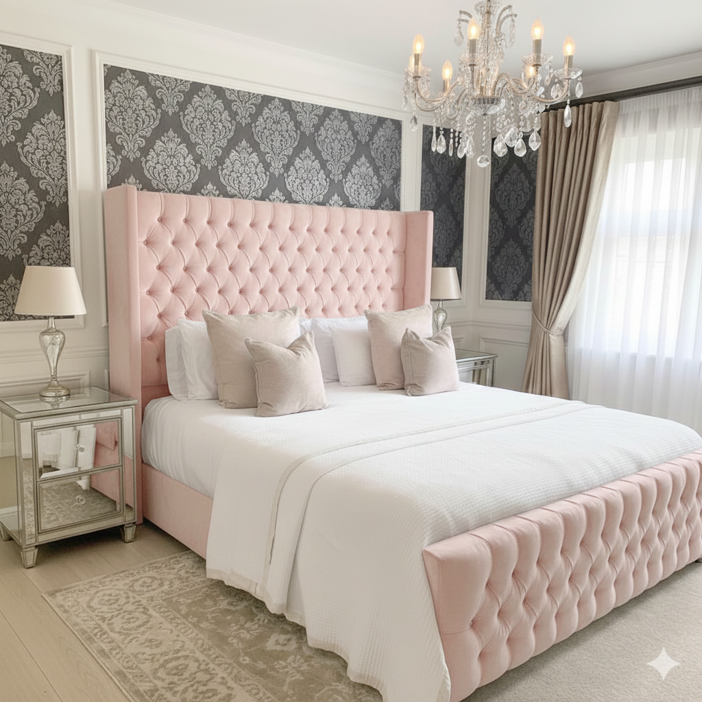 Florida Classic Wing Velvet Bed room view UK - Eagle Bed
