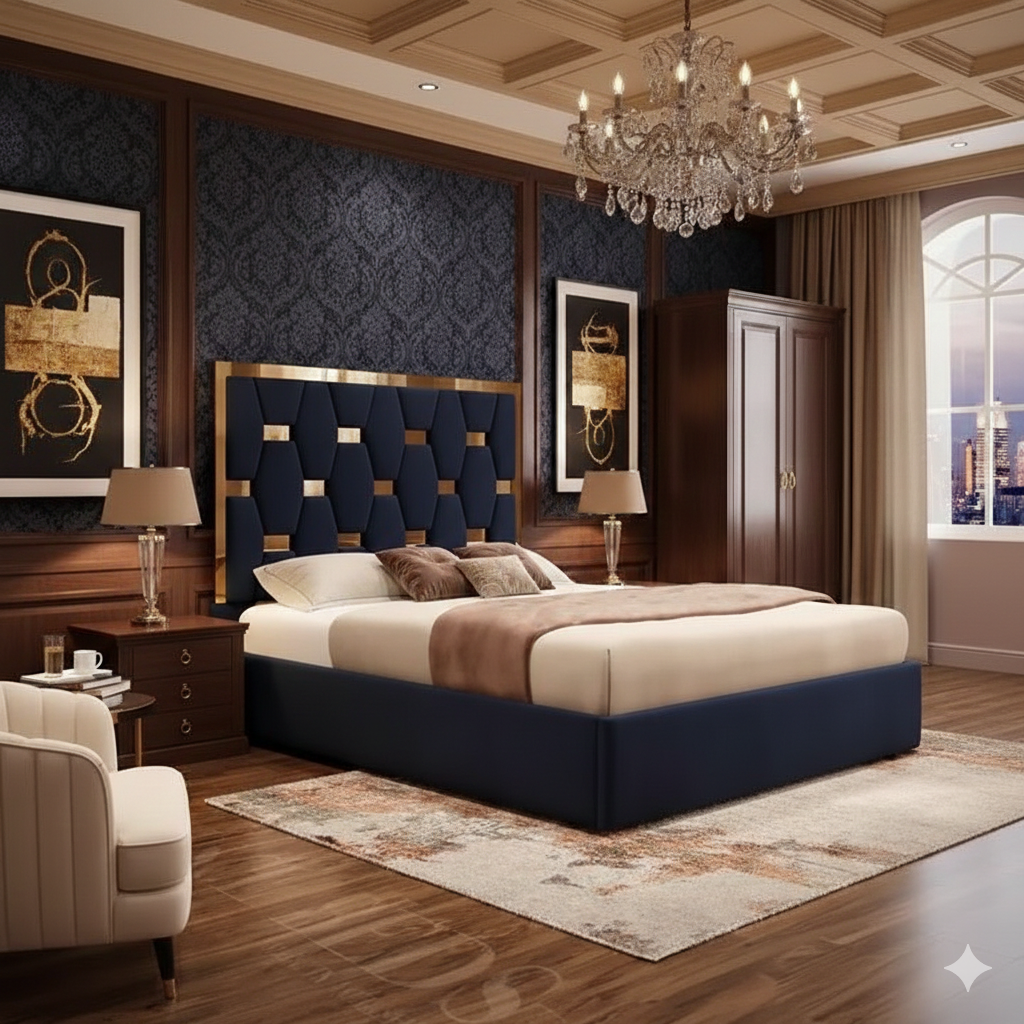 Oxygen Luxury Upholstered Bed Frame in grey velvet UK - Eagle Bed