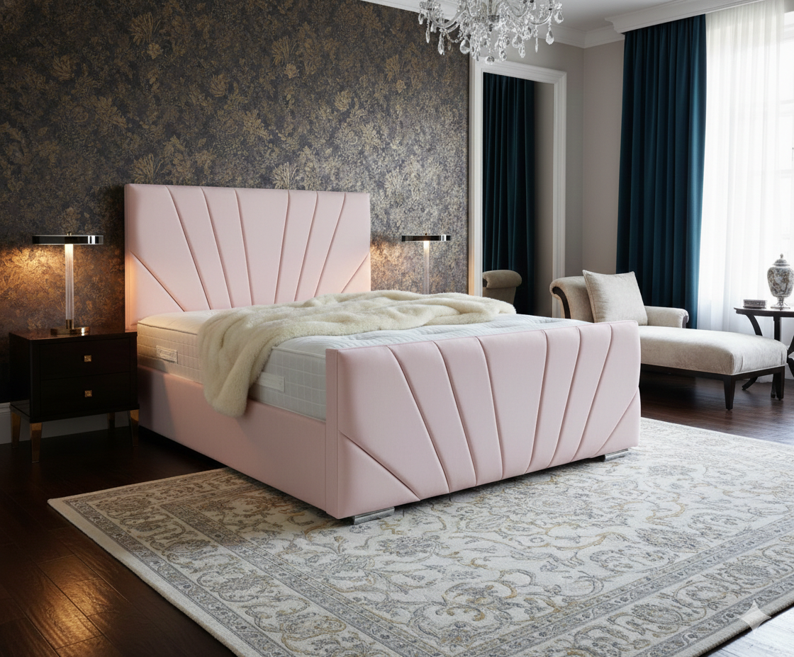 Victoria Art Deco Velvet Bed room view UK - Eagle Bed