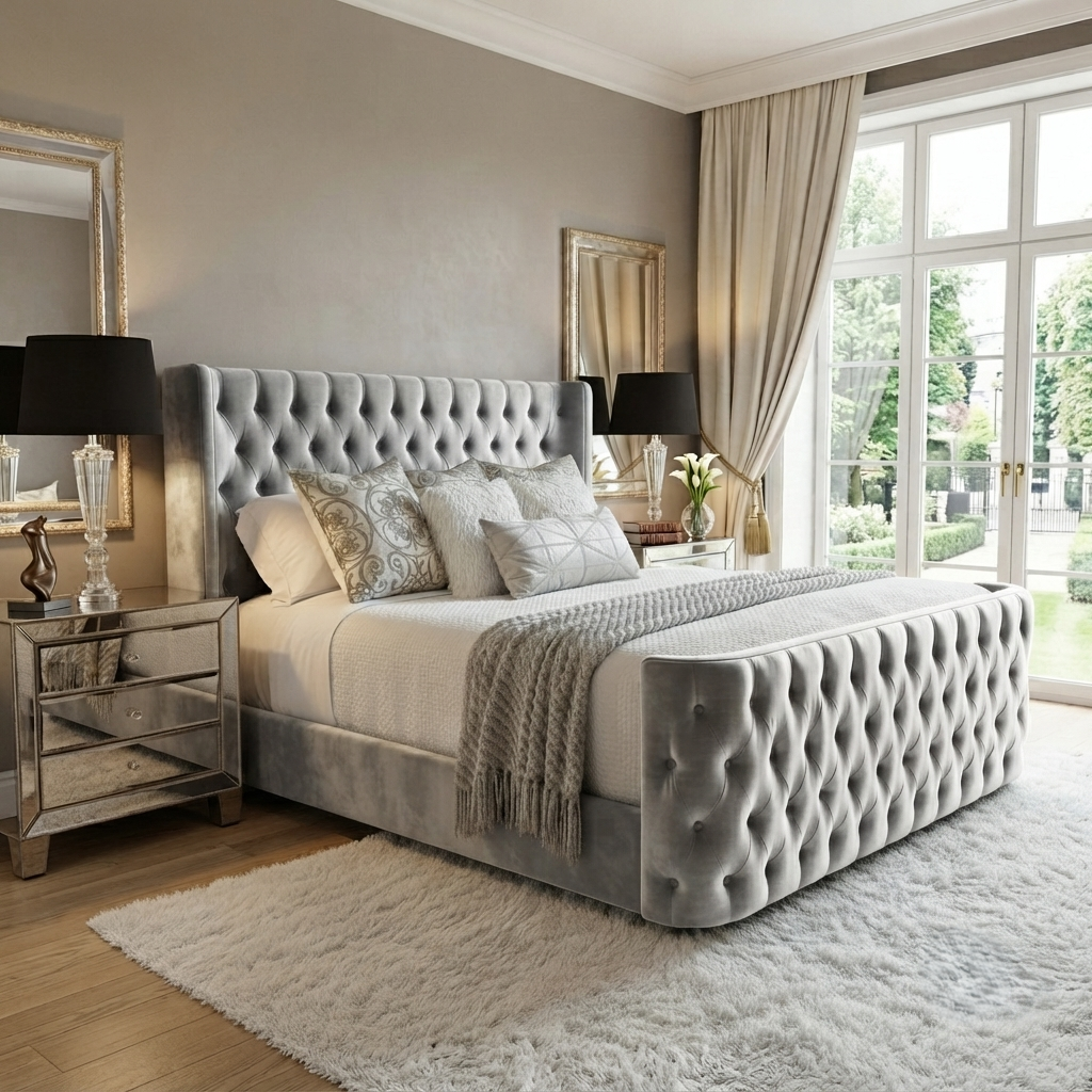 Curved Wingback Bed