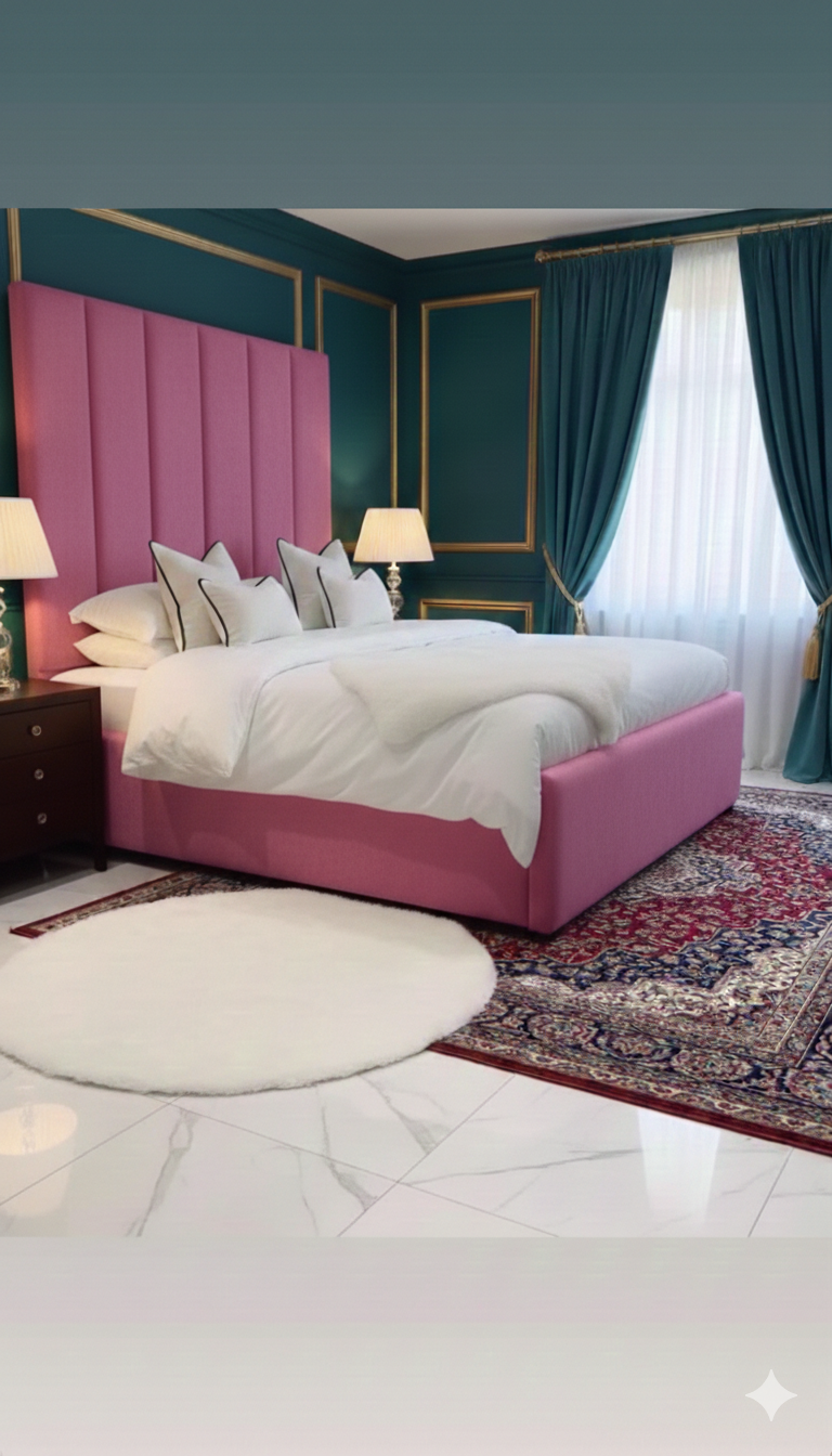 Black Piping Contrast Velvet Bed headboard detail UK - Eagle Bed