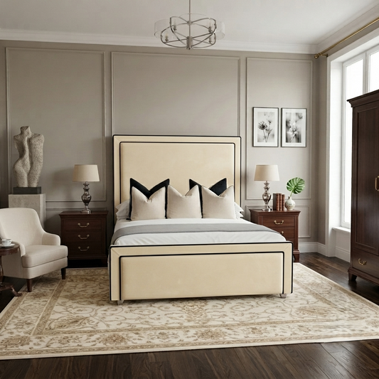 Black Piping Art Deco Bed