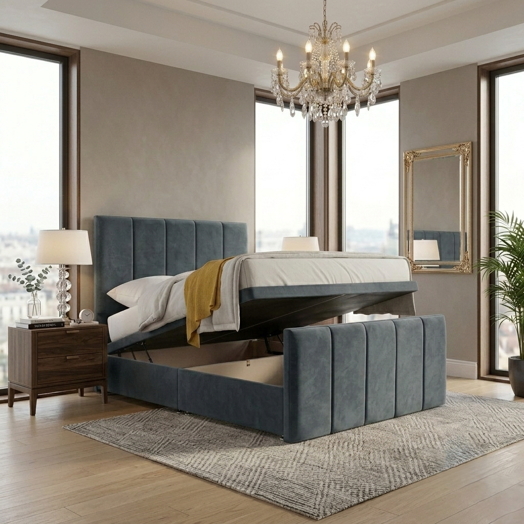 Side Lift Open Ottoman Bed