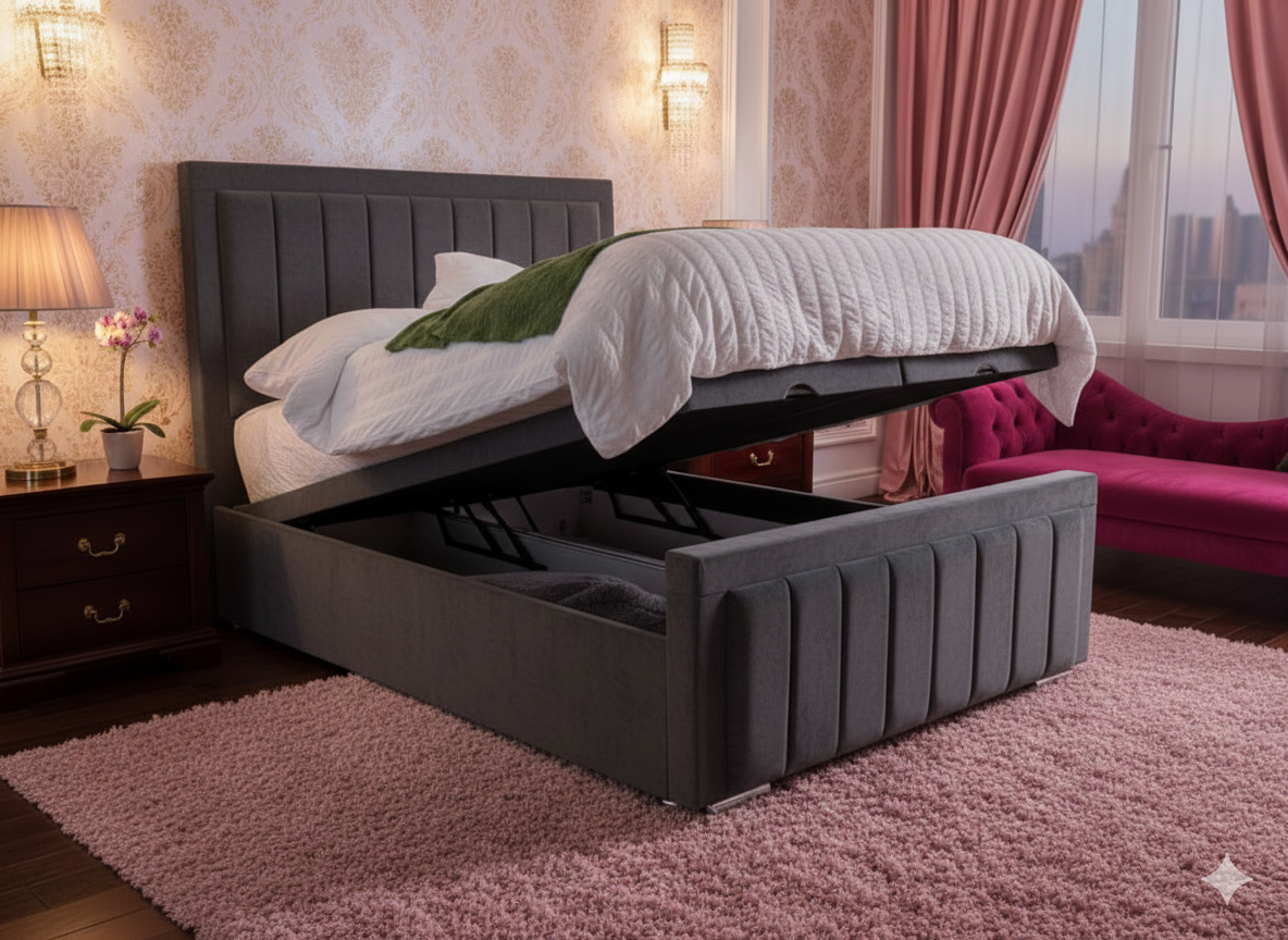 Mayfair Bumper Ottoman Gas Lift Divan Bed | Storage Bed | 3ft to 6ft | UK Made