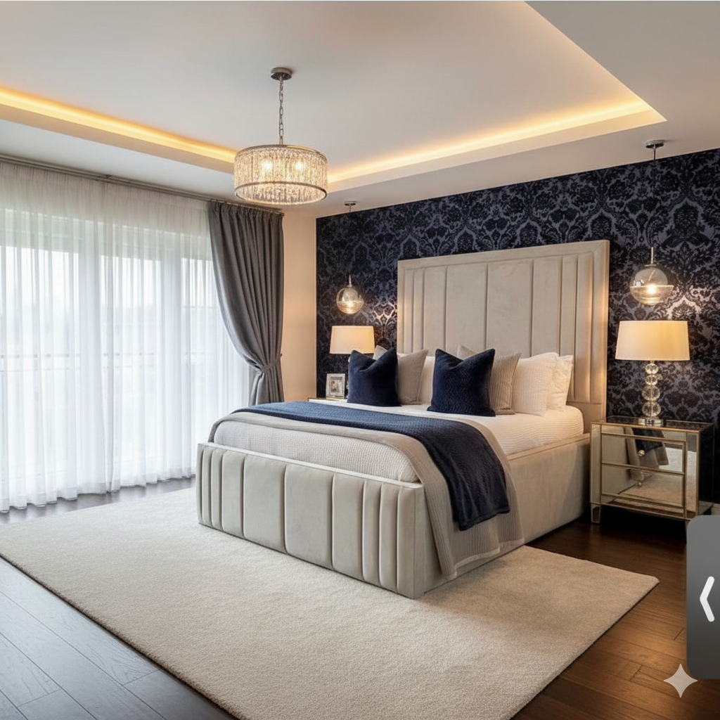 Vegas Luxury Bed grand headboard detail UK - Eagle Bed