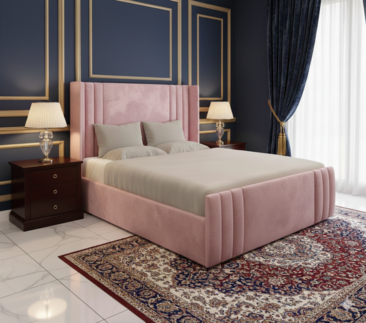 Side Line Wingback Upholstered Velvet Bed UK - Eagle Bed