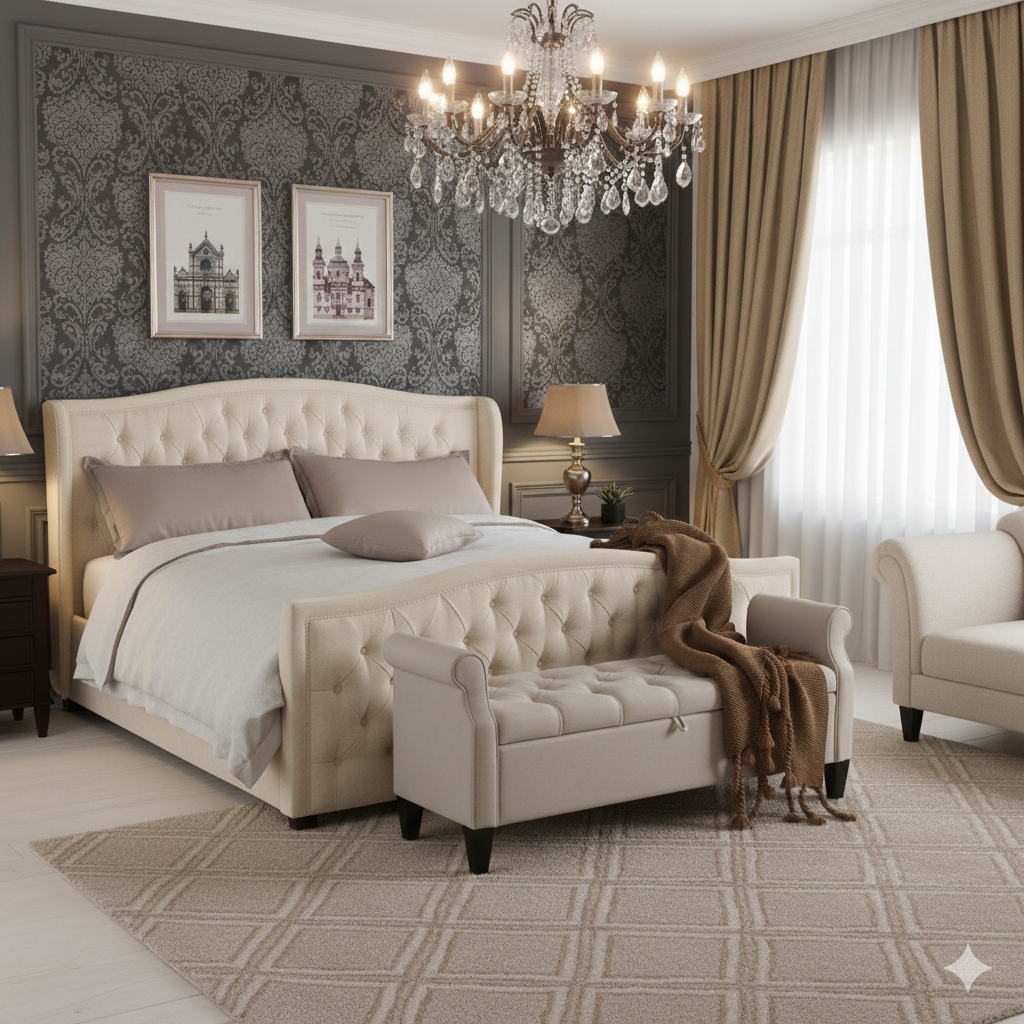 Hilton Wingback Luxury Bed full view UK - Eagle Bed