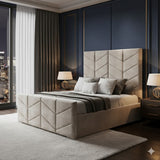 Double Arrow Bed | Plush Velvet Bed with 54” Headboard